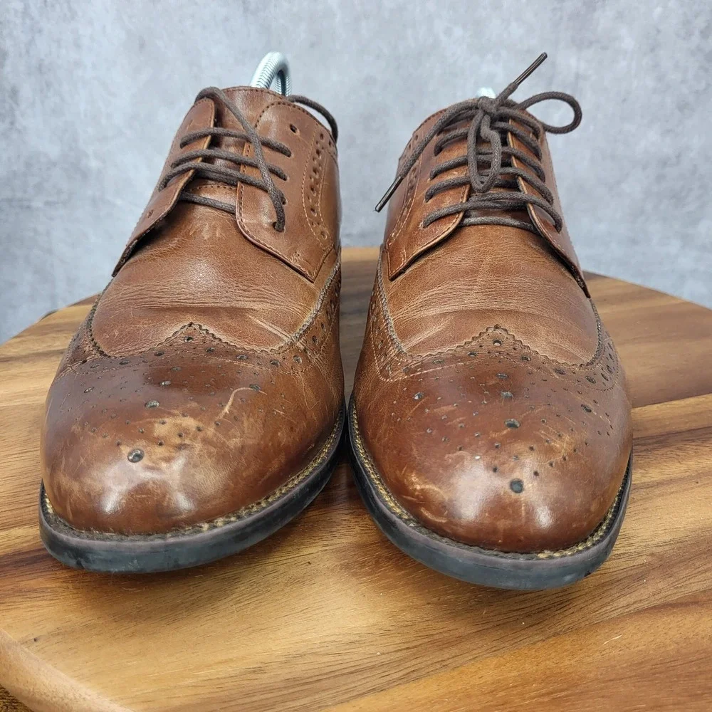 Stacy Adams Oxford‎ Shoes Mens 10.5 Brown Leather  Wingtip Brogue Dress Shoes